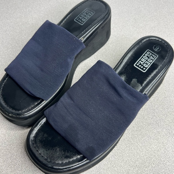 Vintage 90’s Y2K Faded Glory Platform Sandals Slinky Stretch Fabric Top - Picture 2 of 9